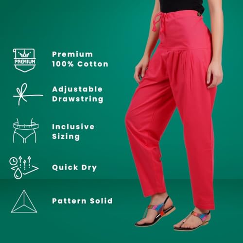 Image of Happy Bunny Salwar Pant - Modern Style Pure Cotton for Women - Ethnic Semi Patiala Trouser - Office,Home - All Day Comfort Wear with Drawstring