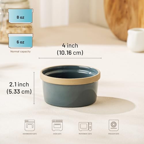 DAFUCERAMIC Ramekins 8 Oz Oven Safe, Ceramic Creme Brulee Souffle Dishes, Pudding Custard Cups Ramekin For Baking, Small Dipping Sauce Bowls, Set of 6, Microwave and Dishwasher Safe (Artisan Colors) - Thumbnail 2
