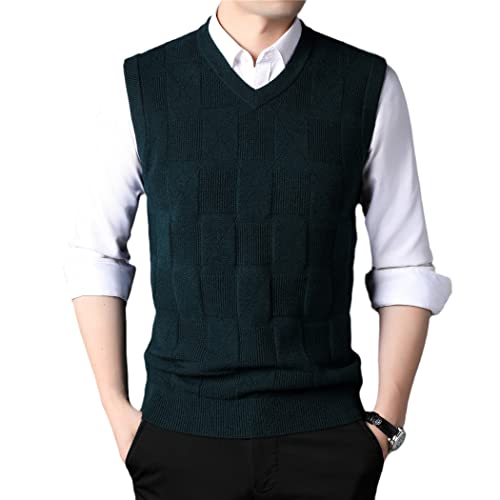Pull gilet sans manches homme col V tricot épais automne business casual XL