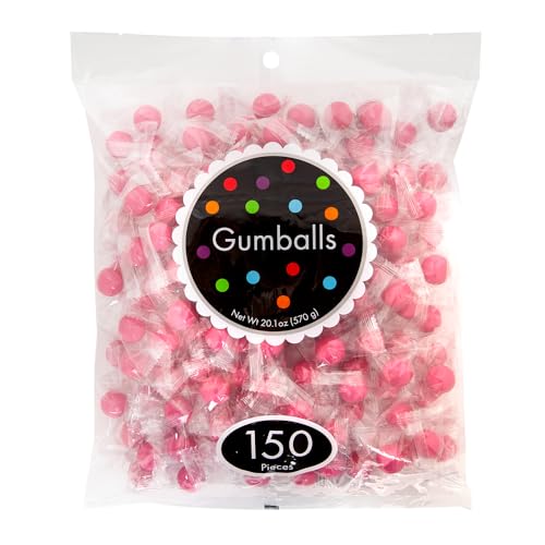 Amusemints Individually Wrapped Gumballs - Bright Pink (150 Count) - Great for Machine Refill -