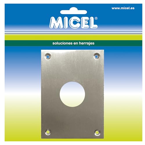 MICEL - 92662 - Runde Schlüsselplatte für Türschloss, satiniertes Nickel, Dicke 1 mm, 70 x 100 mm