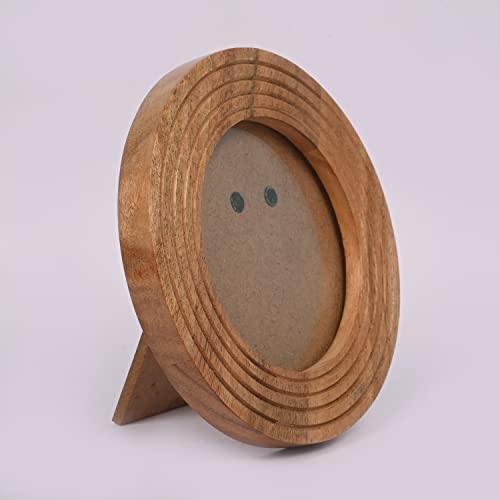 Samhita Round Photo Frame Wooden Stylish Picture Frame Home Décor For Tabletop Display, Photo Display Frames. (Photo Size 4" X 4") #TOP2
