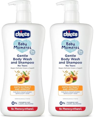 Image of Chicco Baby Moments Gentle Body Wash And Shampoo For Rich Moisturised Skin & Soft Hair 500ml (Pack of 2)