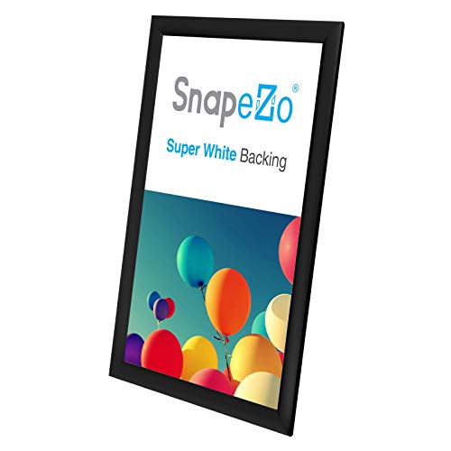 Snapezo Black Document Poster Frame 11X17 Inch, 1" Narrow Profile, Front-Loading Snap Frame, Wall Mounted, Professional Series #TOP3