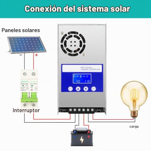 Miniatura 7 de Buyweek Regulador De Carga Solar Mppt 60a 12v 24v 36v 48v Controlador De Carga Solar Con Lcd Identificación Automática Voltaje Entrada Máxima De 180v Dc, For Baterías De Plomo-Ácido Y Litio
