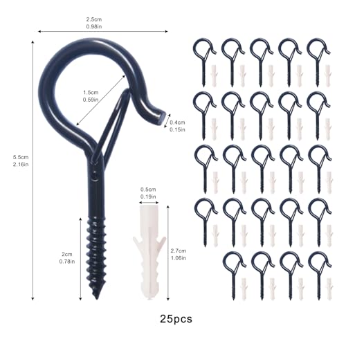 25 Pcs Metal Multipurpose Ceiling Hooks Set, 2.2 Inch Strong and Heavy Screw in Hooks - Image 2