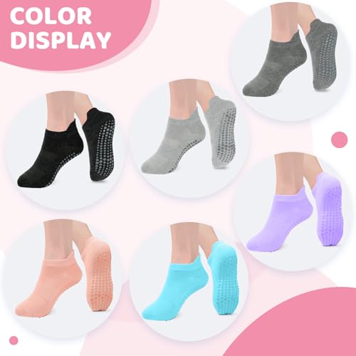 Image of AURUZA Grip Socks for Women Men Pilates Grip Socks Non Slip Yoga Sock with Grips for Barre Barefoot Hospital Grippy Sock