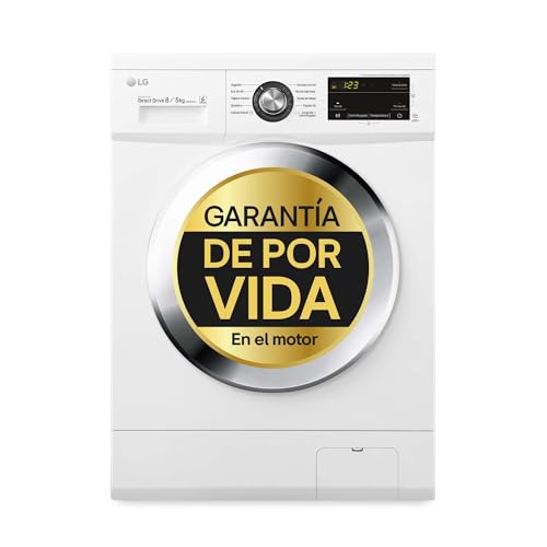 LG F4J3TM5WD Lavadora secadora Inverter Direct Drive, Lavadora Secadora, 8/5kg, 1400rpm, Clasificación D(lavado)/E(secado), Serie 100, Blanca