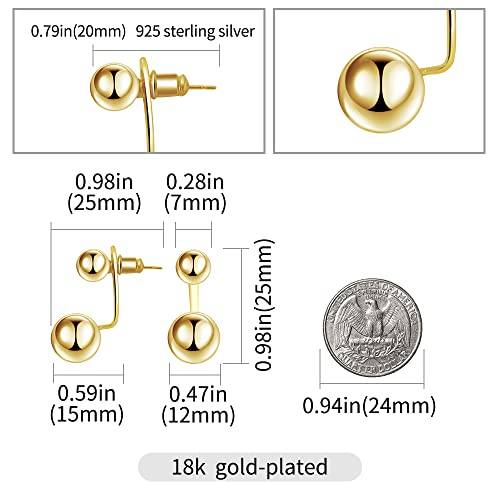 Surrounded Forest 18K Double Ball Jacket Earrings For Women Girls Front Back 2 In 1 Stud Earrings Gold Ball Earrings #TOP1