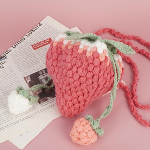 Image of Minache Women Mini Fruit Knitting yarn Crochet Crossbody Shoulder Bag Coin Purse