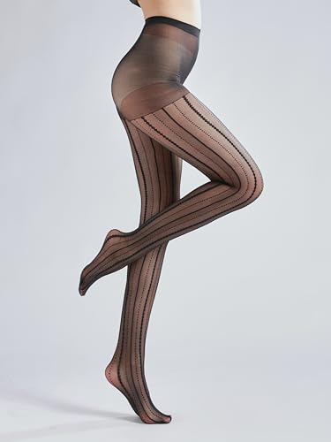 Image of Sahabowi Women Tights, Female Sheer High Waist Pantyhose, Vintage Control Top Stockings