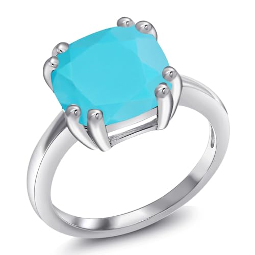 gem stone king 3-5 cttw gemstone birthstone double prong solitaire ring for women  925 sterling silver  10mm cushion  fine wedding anniversary engagement promise ring  available in sizes 5-9
