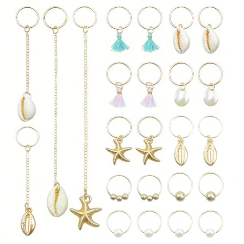 24pcs Gold Seashell Hair Charms for Summer Beach
