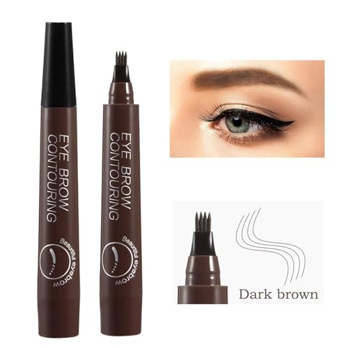 Image of 4 Point Eyebrow Pencil Brown,Waterproof Microblading Eyebrow Pencil with a Micro-Fork Tip Applicator Creates || Fine Sketch Liquid Eye Brow Tattoo Tint Pen (Pack1) (Brown)