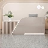 JQslycdmv Abschließbare Schubladen für Rezeptionstheken, LED, Schränke mit Türen, Empfangstheke für Arztpraxis/Hotelhalle/Büroempfang (cremefarben), 160 cm