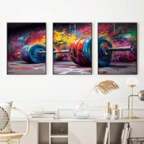 Gym graffiti peinture d'haltères sans cadre 30x40cm pour transformer un mur de chambre vide