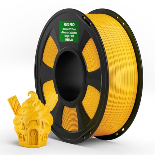 DEEPLEE PETG PRO Filament 1.75mm Yellow 1KG, 1.75mm PETG 3D Printer Filaments Enhanced Toughness and Weather Resistance, Fit for Most FDM 3D Printers