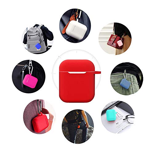 Protective Silicone Cover Skin Compatible With Apple Airpods Charging – Drop Proof Case Cover With Fluffy Pompom Keychain And Anti-Lost Strap Accessories Kit Compatible Airpod Charging Case (Red) #TOP6