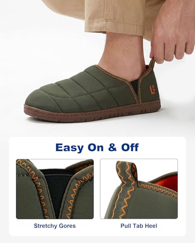 Image of LongBay Men's Outdoor Slippers Two Tone Indoor Bedroom House Shoes Gifts | Nylon Upper, Memory Foam Insole, Coral Fleece Lining, Slip On, Lightweight and Packable, Camping Garden, All-Season Wear