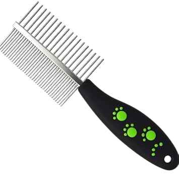 PETJOY Double Sided Steel Needle Comb for Dogs & Cats | Dual Action Dog Comb Grooming Rake for Shedding, Detangling & Fur Removal | Pet Grooming Comb for All Breeds & Coat Types (Color May Vary)