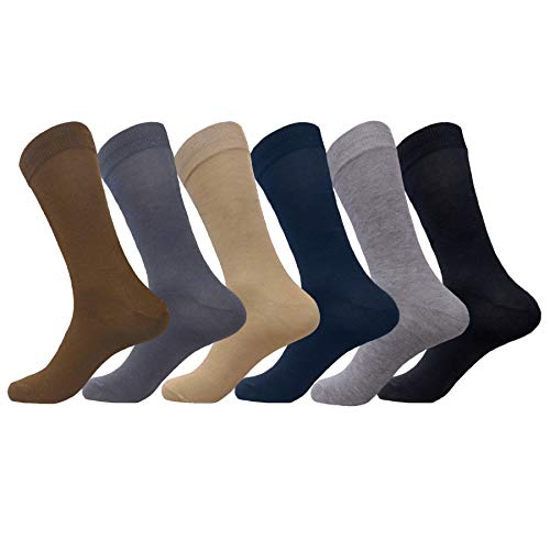 MENS BLACK OR COLOR MIX DRESS SOCKS COTTON BLEND 6 PAIRS FORMAL/SUIT/CASUAL OR UNIFORM SOCKS 10-133