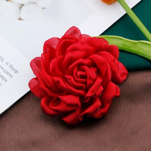 Image of CSIYANJRY99 Dainty Feather & Rose Flower Large Brooch Lapel Pins Delicate Elegant Handmade Flower Brooches Pin Classic for Wedding Party Dance Banquet for Women Dress Suit Ceremony Clothes Accessories Jewelry Valentine's Day Gifts