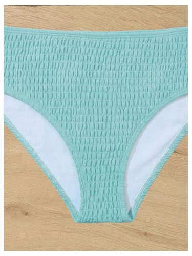 Image of RoseSeek Girl's Tie Dye Smocked 2 Piece Swimwear Sets Backless Halter Bikini Cute Brief Bathing Suit