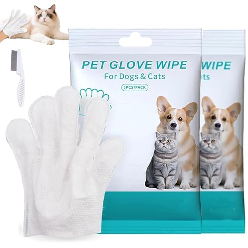 Genérico Guantes de champú para Perros sin aclarado, Limpiar y desodorizar, sin aclarado, Guantes de Limpieza y Aseo para Perros y Gatos, para el Cuidado Diario y los Viajes (2pcs)