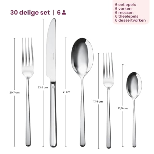 Sambonet 52513-N1 - sztućce 30-częściowy Vh. Linear stal szlachetna 18/10