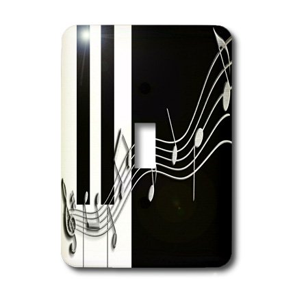 Interrupteur à bascule notes de musique argenté pour remplacer plaque standard - 3