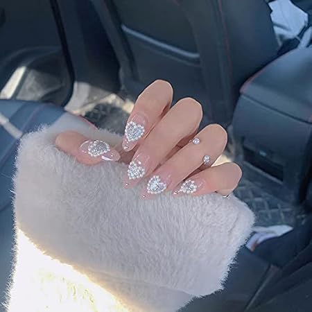 Amazon 24枚セット なネイルチップ 長さ偽の爪 ピンク ハートくりぬきネイル Nanosky ネイルチップ 通販