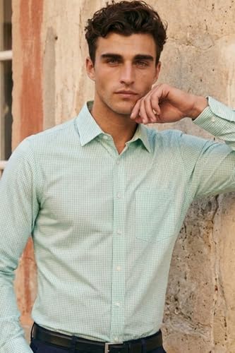Image of Louis Philippe Men's Slim Fit Easy to Iron Everyday wear Premium Cotton Full Sleeve Checks Formal Shirt