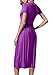 Womens Summer O Neck Pockets Loose Fit Swing Casual Midi Tunic Dress Purple XL