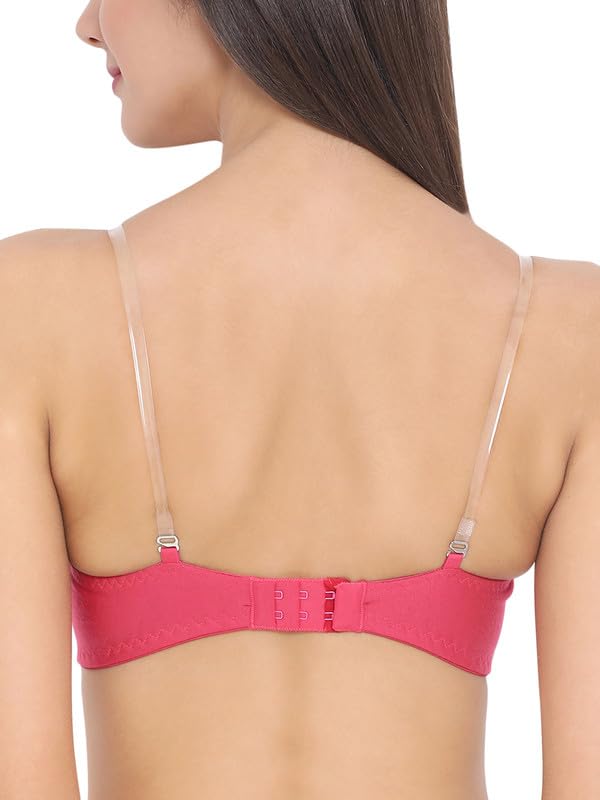 Image of Clovia Women's Cotton Rich Solid Non-Padded Full Cup Wire Free T-Shirt Bra in Pink