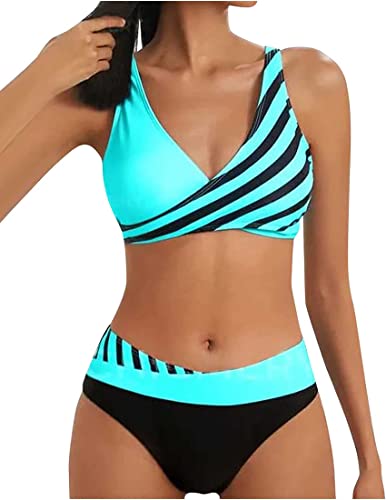 Zueauns Bikini Damen Große Brüste Bauchweg Badeanzug Push Up Sexy V...