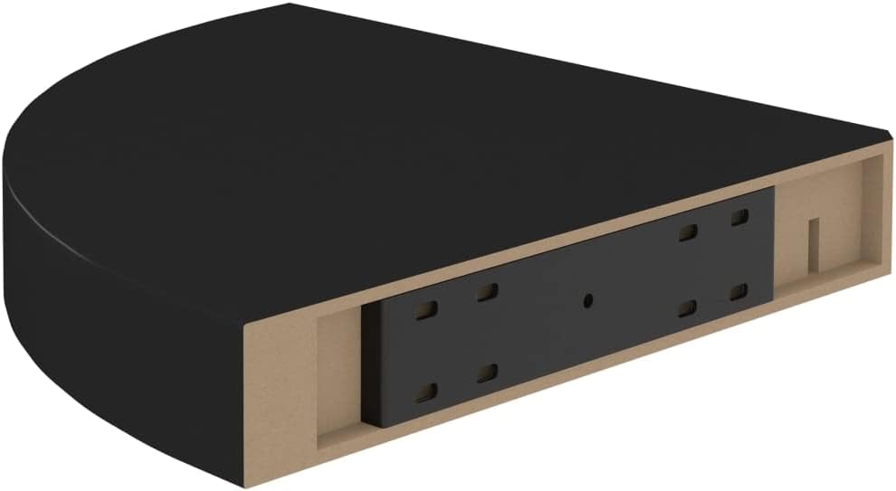 Floating Corner Shelf Invisible Wall Mounted Shelves, Set of 2 MDF Floating Corner Storage Shelves Ideal for Display of Books, Small Plant, Photos, 9.8"x9.8"x1.5" Black