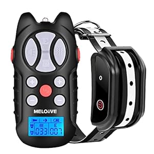 Meloive Collar de Adiestramiento para Perros con Mando a Distancia de 1200m, IPX67 Collar para Perros con Bloqueo de Teclado, 4 Modos de Adiestramiento con Pitido, Vibración,Luz y Modo E