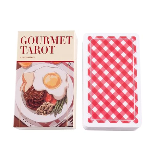 Gourmet Tarot Oracle Cards Deck - Juego de cartas misteriosas de adivinación portátil de 80 cartas, herramienta de lectura de estilo tarot para orientación futura y pasada, juego de cartas de