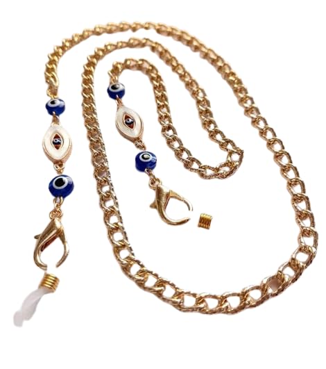 BARBUDDY Rose Gold Chain With Evil Eye Fashionable Homemade Spectacle/Sunglass Lanyard/Cord Face Mask Chain And Necklace Pearls Chain For Girls Women-image-45