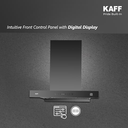 Image of KAFF ASHPRO 60 cm, 1450 m /hr Suction BLDC Filterless Kitchen T- Shape Chimney | Dry Heat Auto Clean | | Touch & Gesture Control | Matte Black | LED Lights | Oil Collector