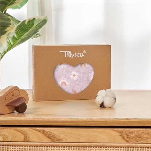 Image of TILLYOU 2 Pack Muslin Crib Sheets for Boys and Girls, 100% Cotton Fitted Crib Sheet for Toddler 52x28 Standard Crib Mattress, Pink Butterfly