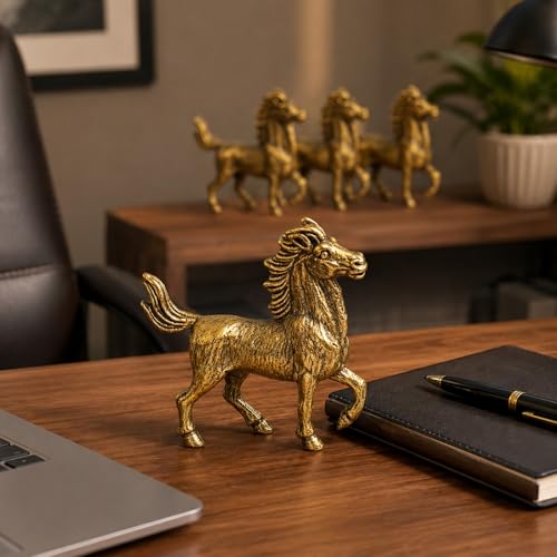 Estatua de bronce de caballo del zodiaco 4 piezas estilo chino retro miniatura 4