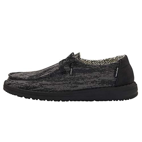 Image of HEYDUDE Women's Wendy Black Marble Size 12 | Women's Shoes | Women's Lace Up Loafers | Comfortable & Light-Weight