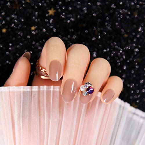 TJJF Falsche Nägel 24Pcs / Box Solid Colorcolor Langlebiger Fingernagel Maniküre Slice Anhänger mit Bohrer Abnehmbares…