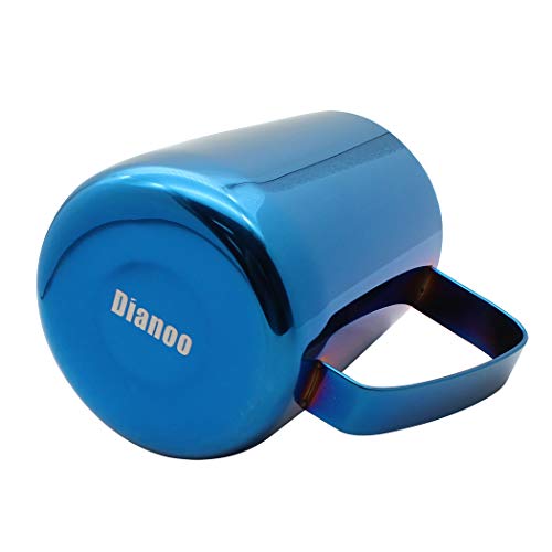 Dianoo - Jarra de leche de acero inoxidable chapada en titanio, taza de café cremosa, lata de café con leche azul, 600 ml - Imagen 3