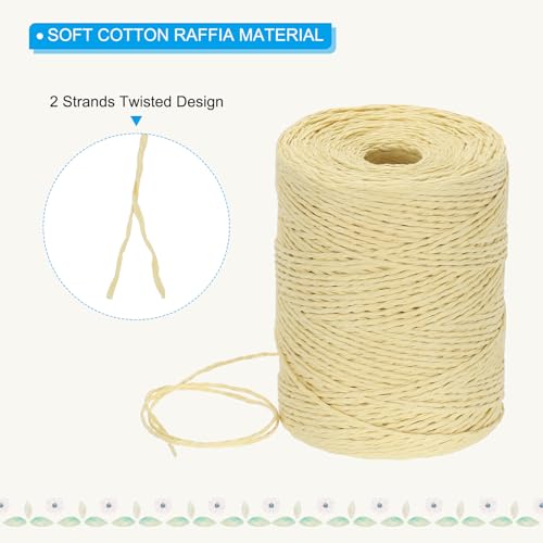 Image of PATIKIL Natural Cotton Raffia Yarn 328 Yard, Crochet Raffia Paper Ribbon for DIY Sun Hat Beach Bag Crochet Yarn Wrapping Knitting, Khaki