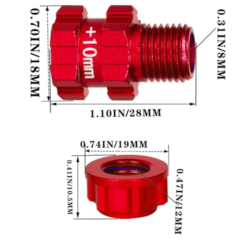 Moyeu hexagonal 14mm vers 17mm rouge pour Typhon et Big Rock 3S BLX