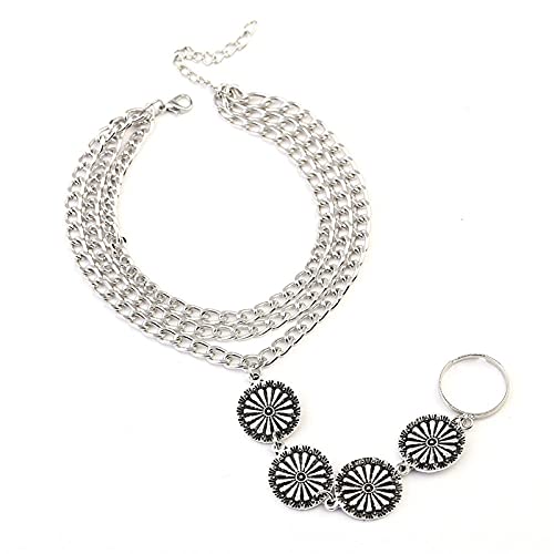 moaspr - Ankle Chain Bracelet Bohemian Women'S Foot Chain Three-Layer Rushed Toe Foot Stop Foot Strapping Ankle Bracelet