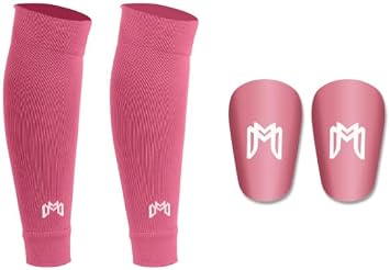 MediCaptain Pre Cut Soccer Sleeve + Mini Shin Guard Bundle Pack Pink