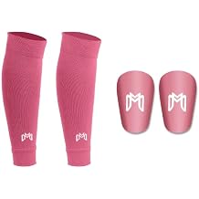 MediCaptain Pre Cut Soccer Sleeve + Mini Shin Guard Bundle Pack Pink